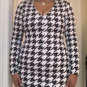 Houndstooth bodycon dress